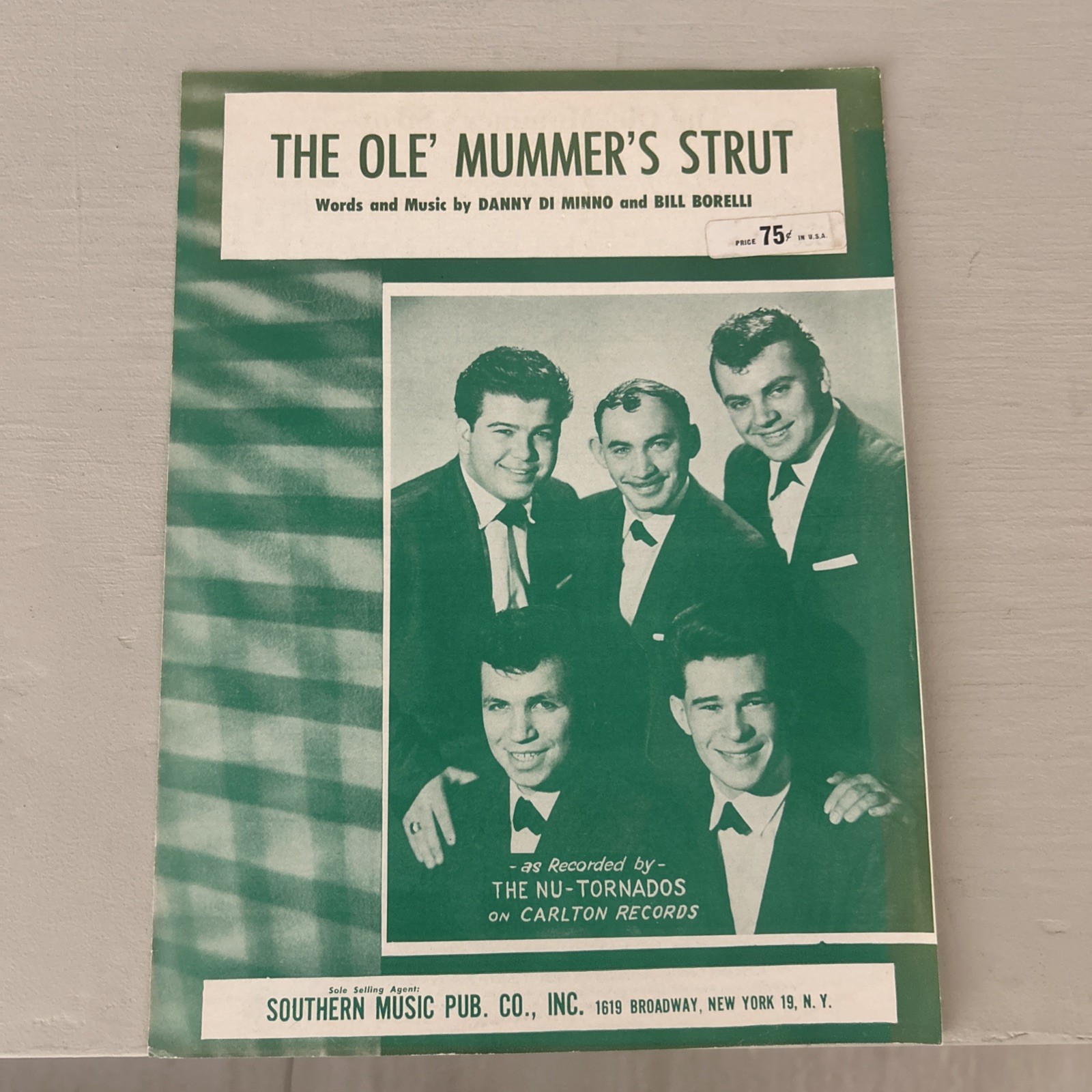 1959 THE NU-TORNADOS The Ole Mummer\'s Strut SHEET MUSIC CARLTON RECORDS