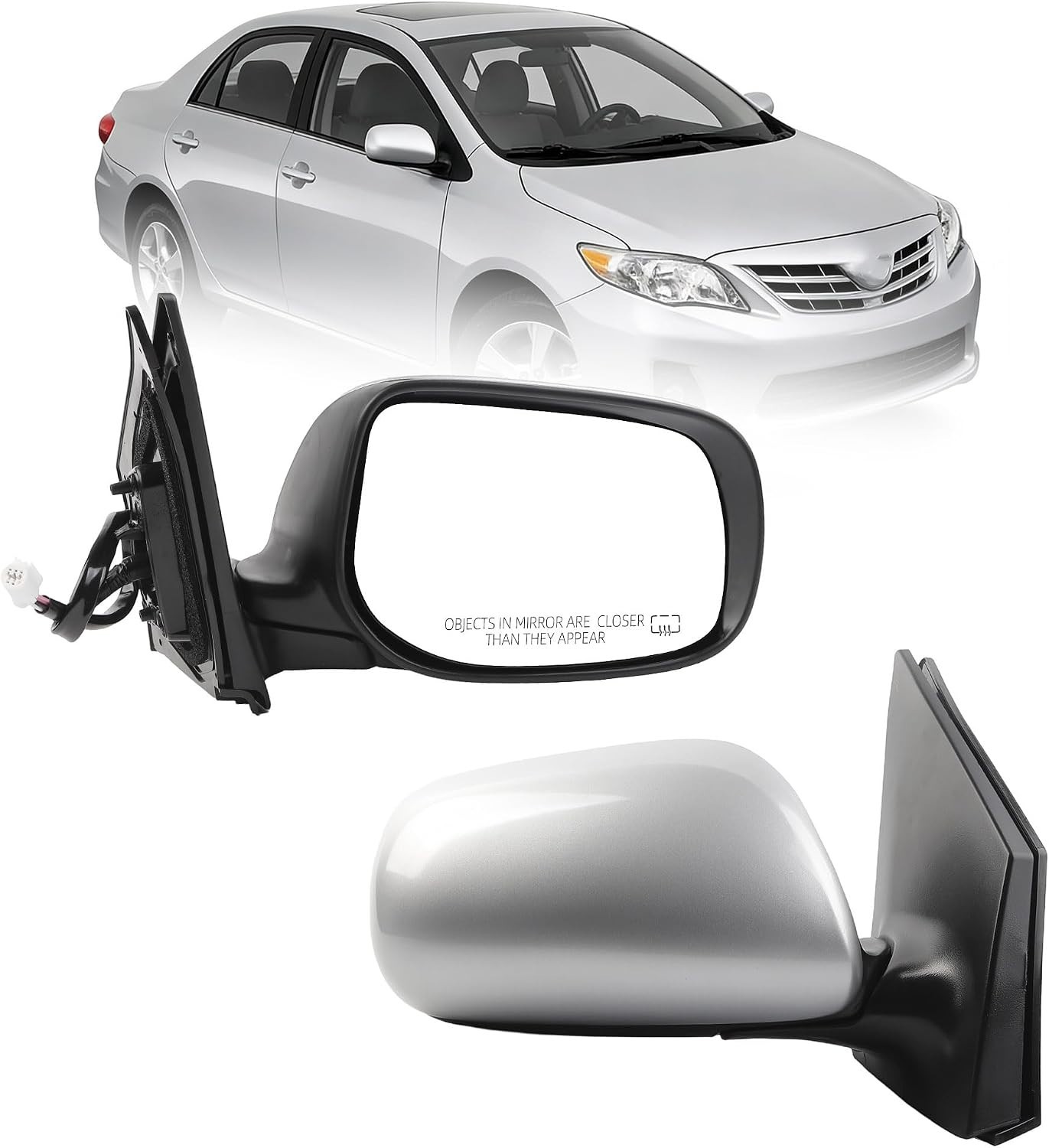 Passenger Side Mirror Compatible With 2009-2013 Toyota Corolla Right Silver