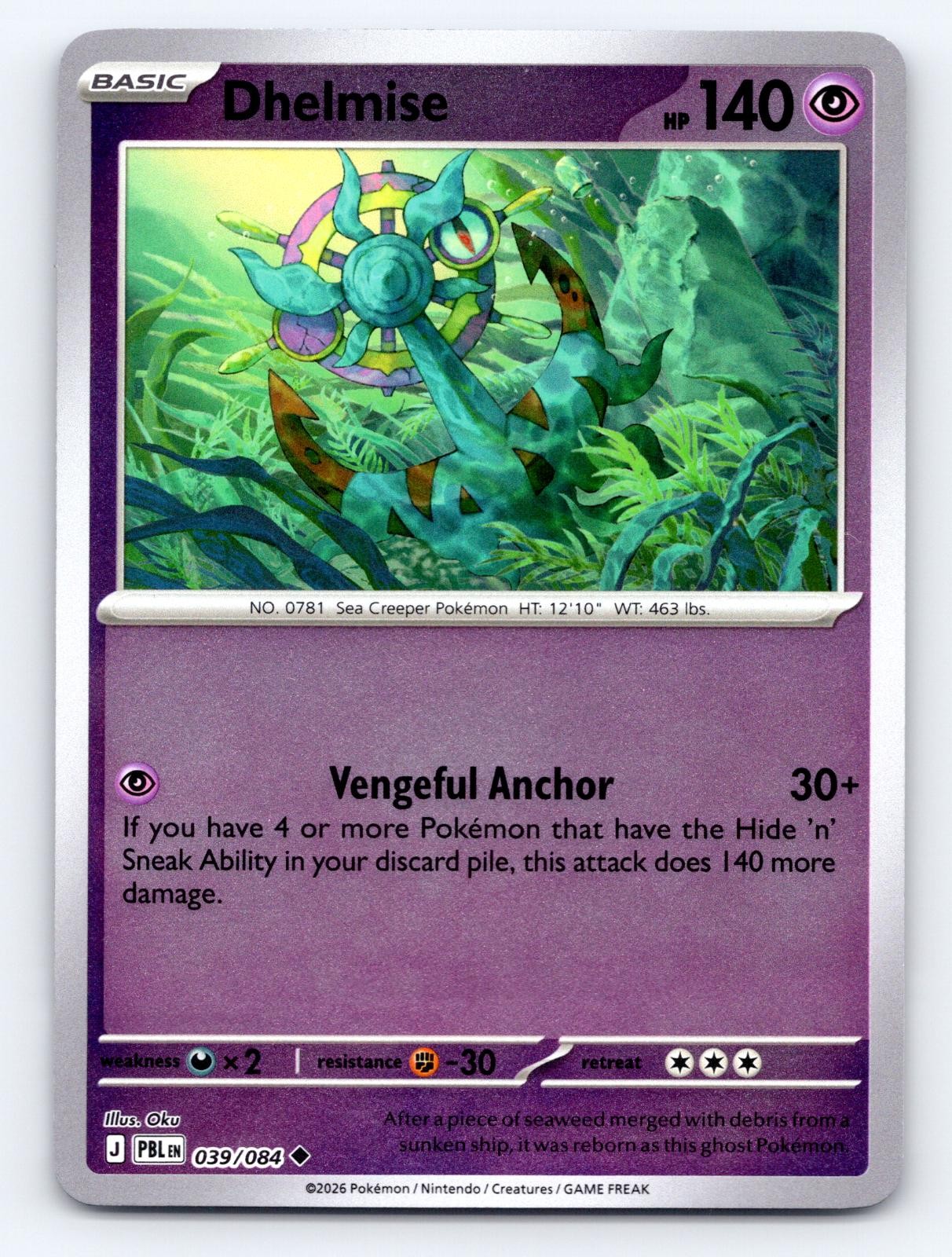 Dhelmise 039/084 Uncommon Pitch Black Pokemon Reverse Holo Near Mint