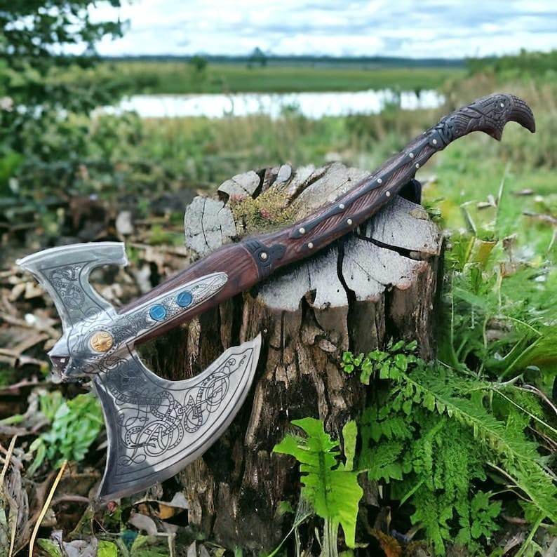 Custom Hand Forged God Of War Kratos Axe With Sheath