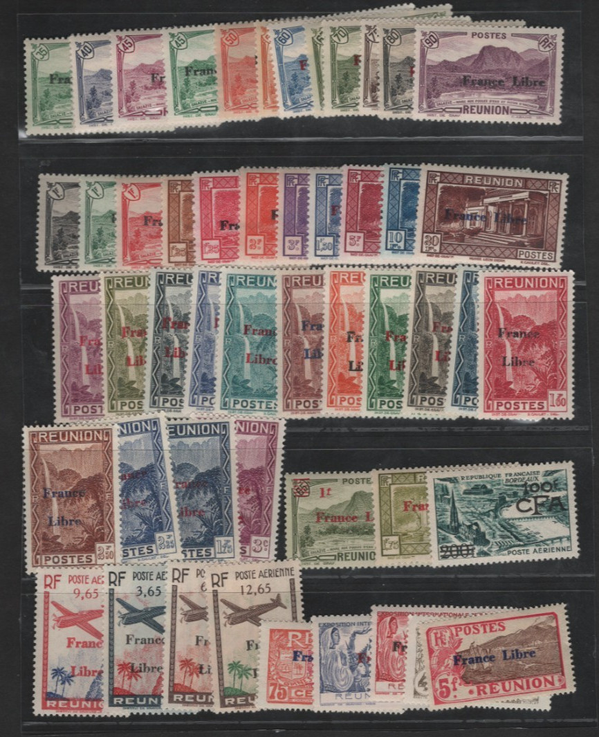 France Reunion 1943 France Libre Collection Of 50 Mint Never Hinged All Scanned