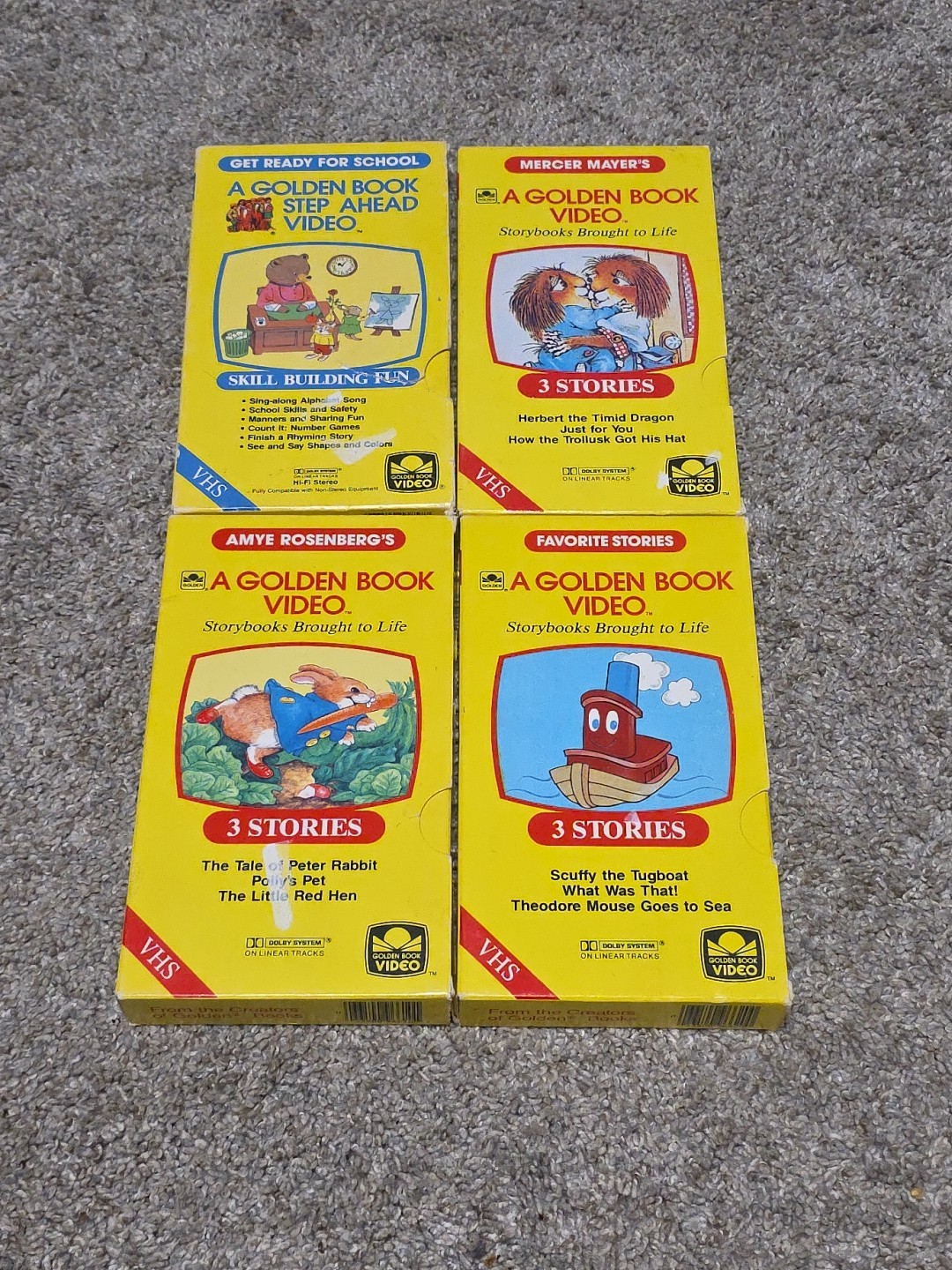 Vintage VHS Tapes A Golden Book Lot Of 4 Step Ahead Peter Rabbit Scuffy Herbert