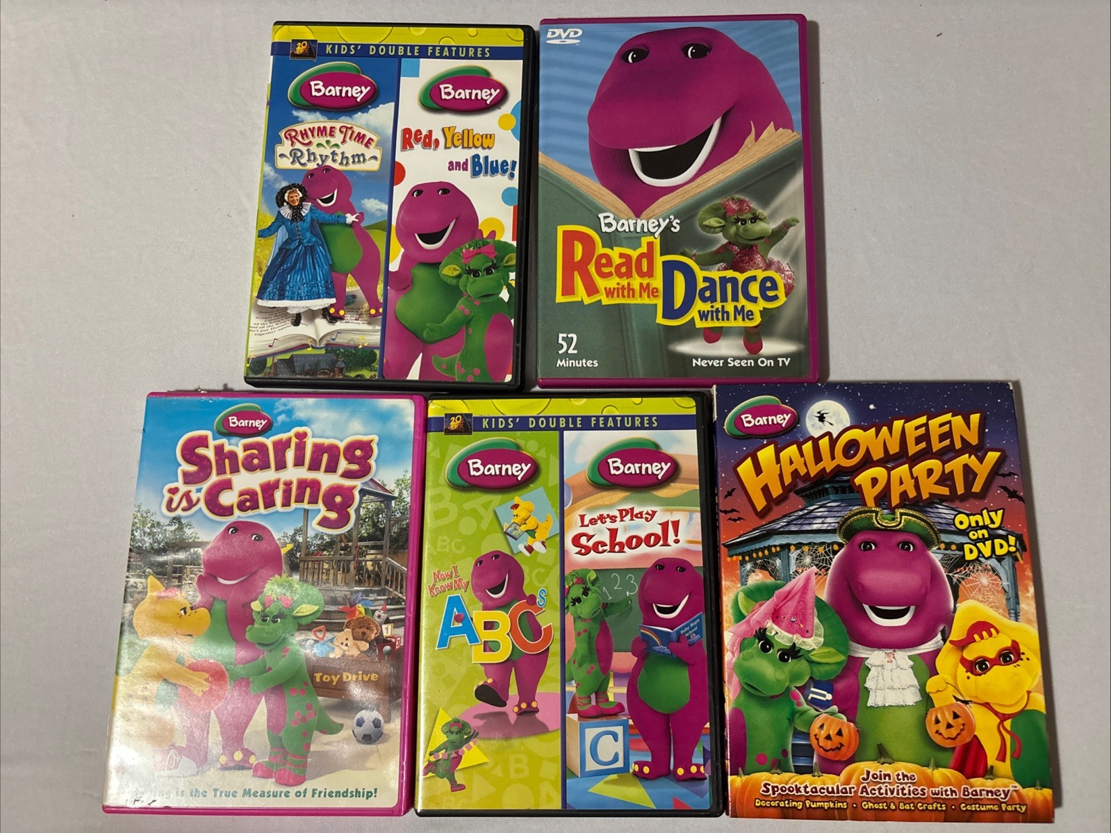 Barney the Dinosaur DVD Lot of 5 ( 2 Double Features) (w)