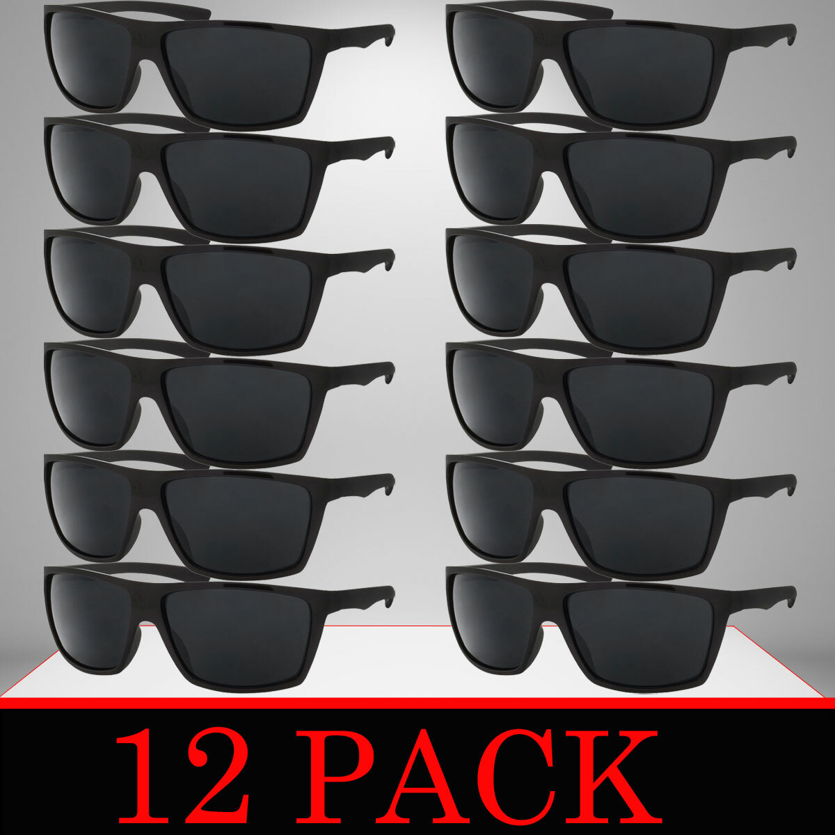 MENS SUNGLASSES WHOLESALE 12 PACK BULK SUNGLASS STYLE SPORT WRAP MIRROR / BLACK