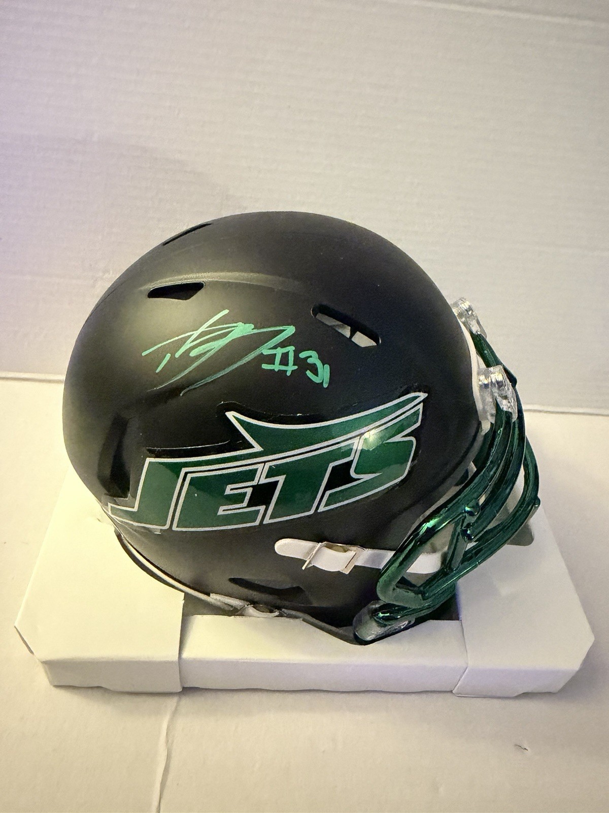 David Bailey Signed NY Jets #2 First Round Pick Mini Helmet Beckett COA