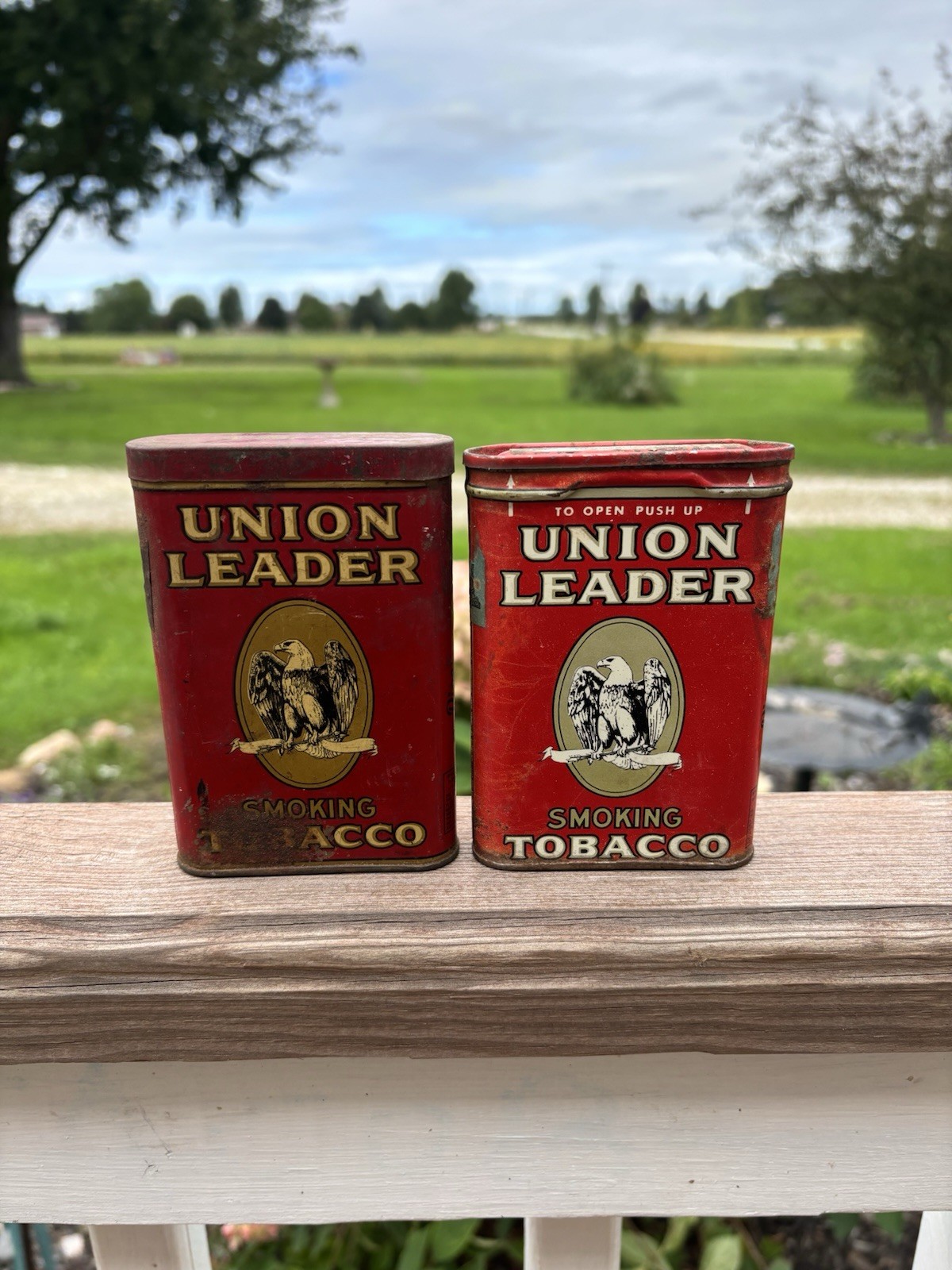 Vintage Union Leader Tobacco Pocket Tin-Lot of 2 (Match Striker & Tax Stamp) Vintage Union Leader Tobacco Pocket Tin-Lot of 2 (Match Striker & Tax Stamp)