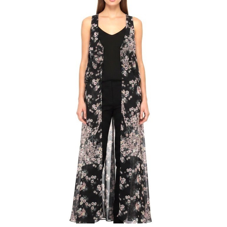 ZARA Trafaluc CHIFFON FLORAL DUSTER 1/2 Button/Open KIMONO TOP DRESS Jacket S