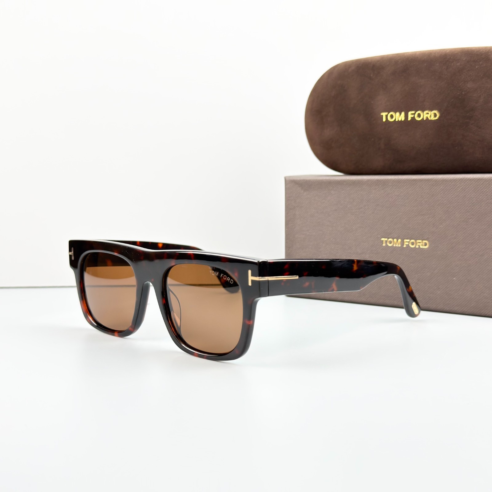 Tom Ford TF5634 Sunglasses Tortoise Frame Brown Lens Square New w/ Box