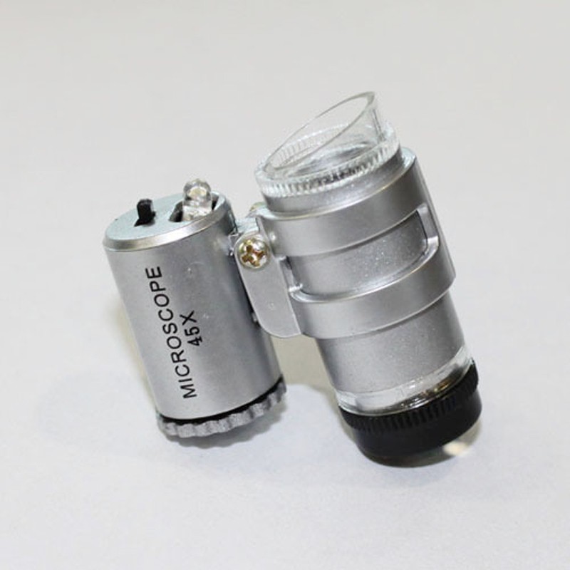 1 Pack Mini 45X Jewelers Loupe Magnifier Microscope LED Fluorescence Light LEDs 1 Pack Mini 45X Jewelers Loupe Magnifier Microscope LED Fluorescence Light LEDs