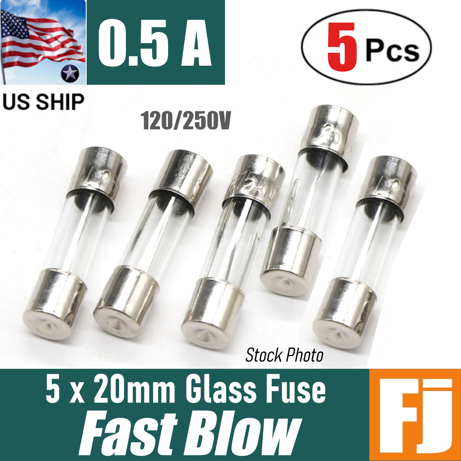5x Fast-Blow Fuse 0.5A 250V Glass Fuses 5 x 20 mm (0.5 Amp) | US Ship