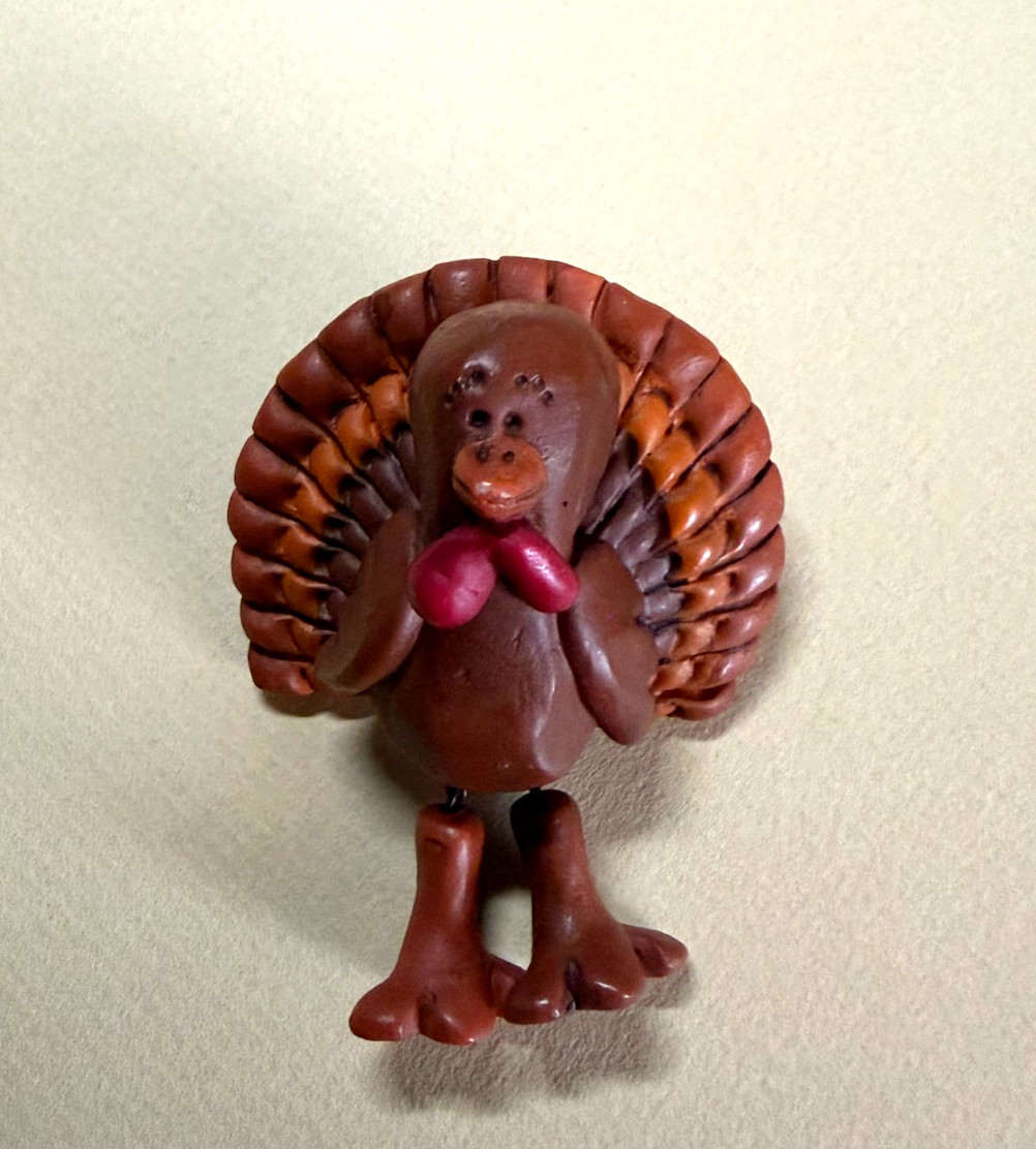 Vintage Turkey with Dangling Legs Brooch Whimsy Lapel Pin ThanksgivingAccessory