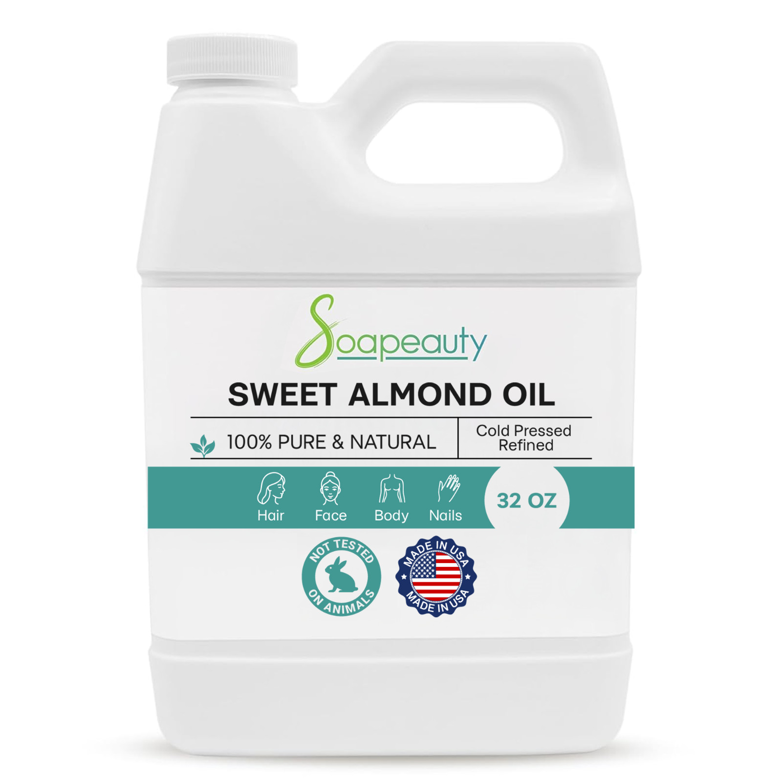 Sweet Almond Oil Cold Pressed Refined 100% Pure & Natural  32 fl oz