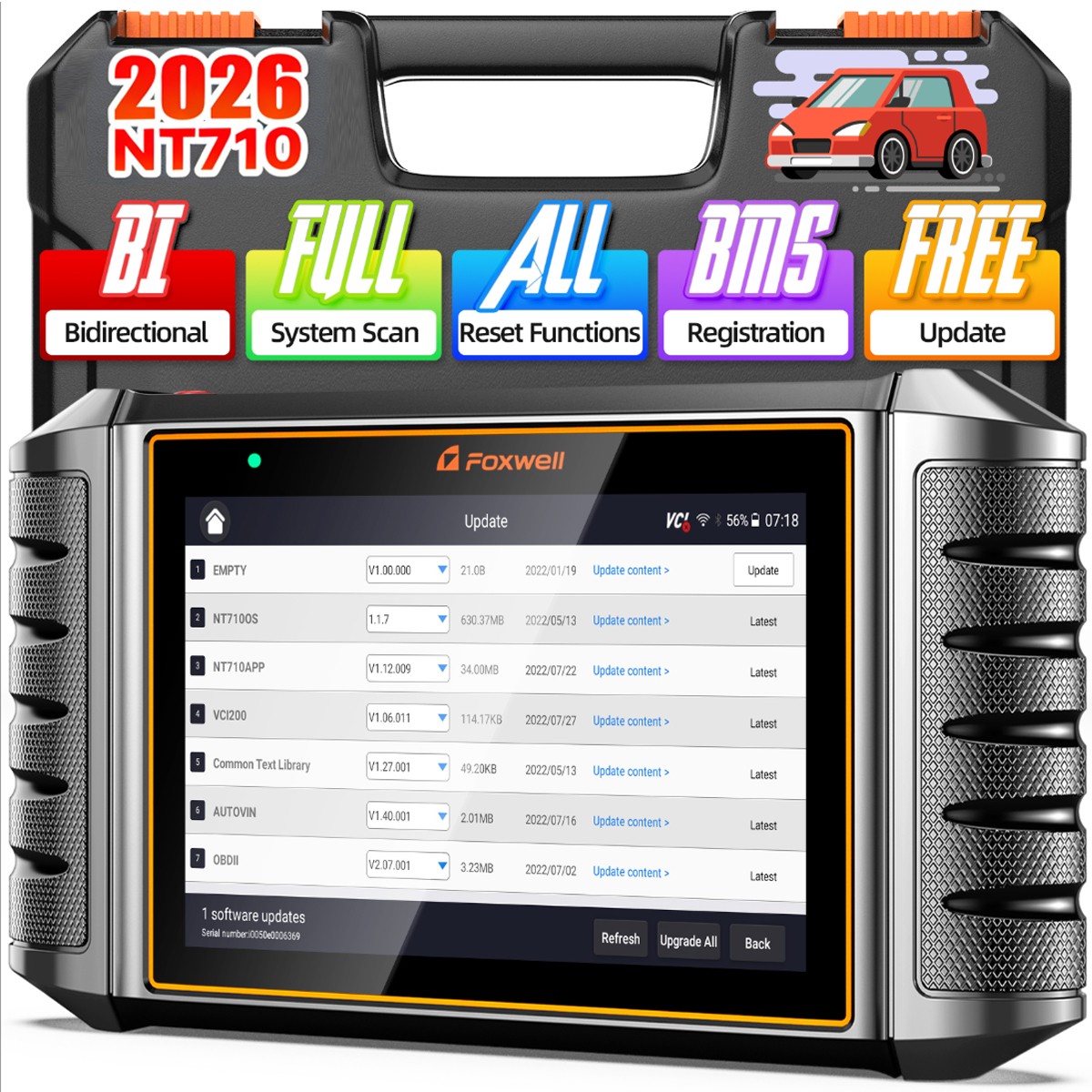 FOXWELL NT710 For GM Bi-directional E-CU Coding Car OBD2 Scanner Diagnostic Tool