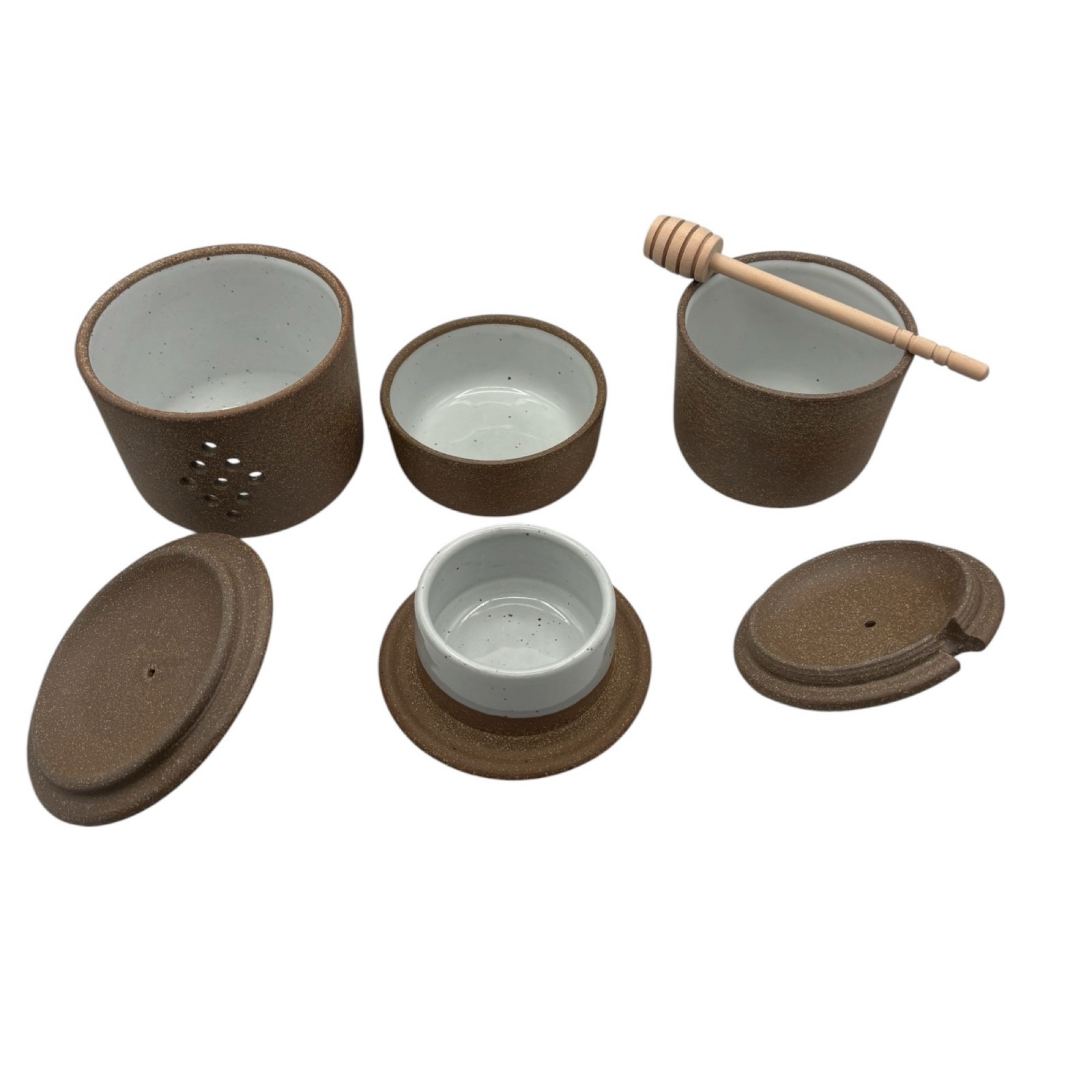 Sawyer Ceramics Stoneware Set Garlic Keeper Honey/SugarJar French Butter Keeper Sawyer Ceramics Stoneware Set Garlic Keeper Honey/SugarJar French Butter Keeper