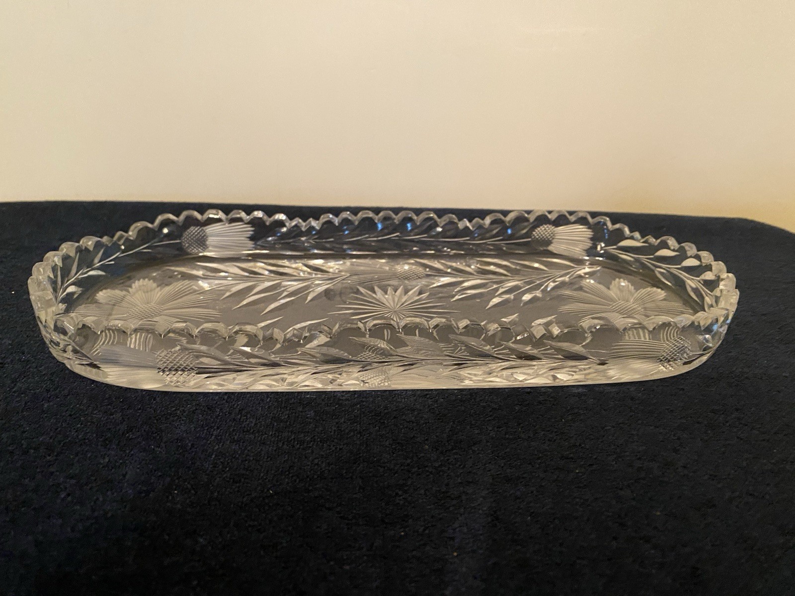 VINTAGE FLORAL CUT CRYSTAL VANITY TRAY possibly Pairpoint VINTAGE FLORAL CUT CRYSTAL VANITY TRAY possibly Pairpoint