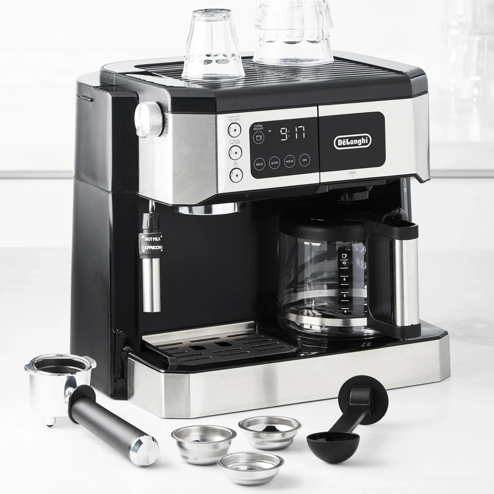 De\'Longhi All-in-One Espresso & Coffee Maker, 10-Cup Pot, Milk Frother