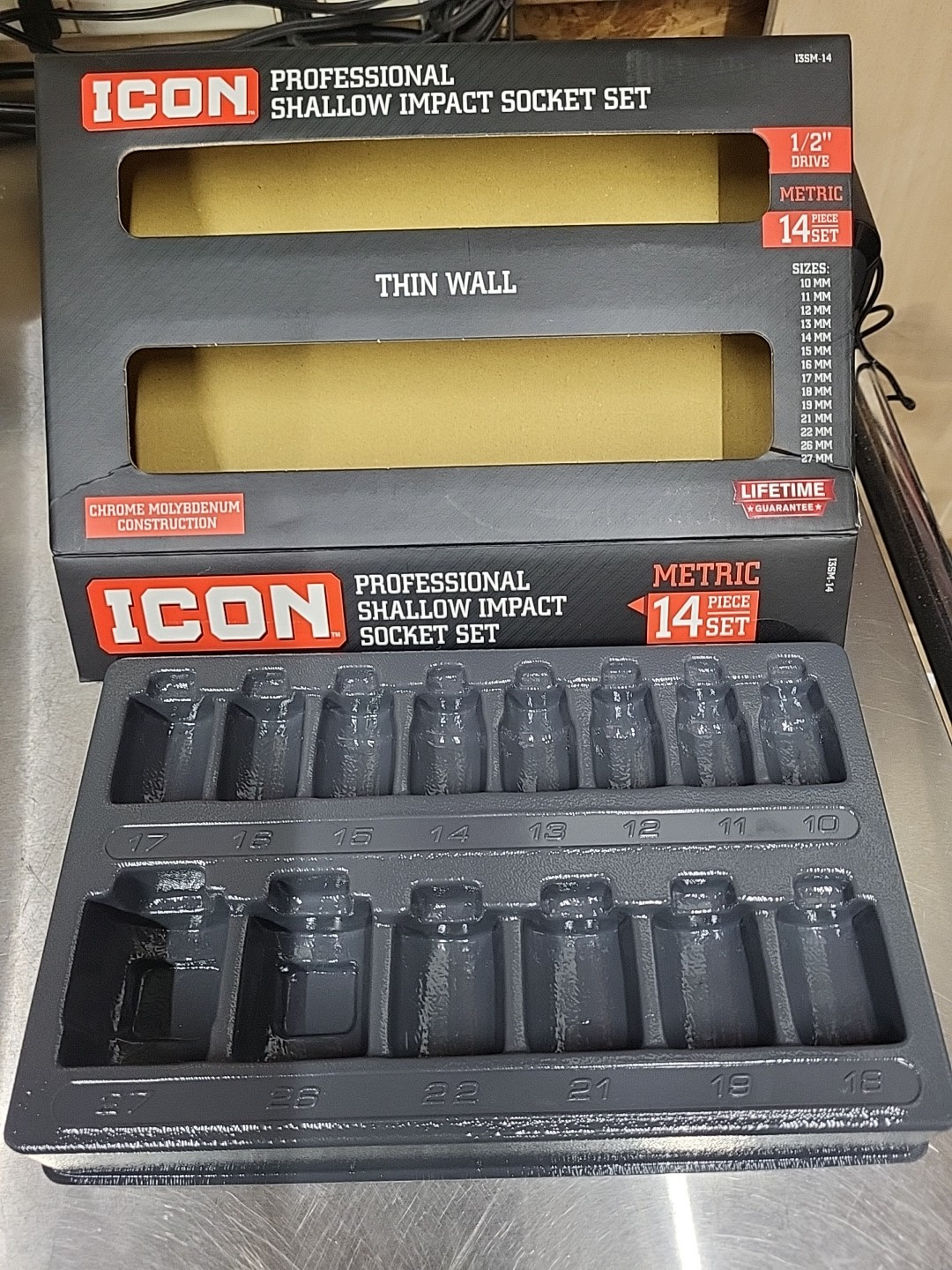 TRAY ONLY NO SOCKETS Icon Shallow impact socket set Tray 1/2” Drive Metric