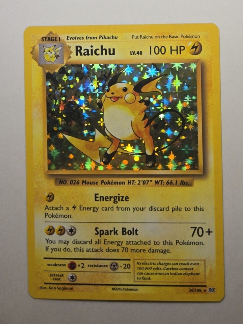 Pokémon TCG Raichu Evolutions 36/108 Holo Rare NM Condition