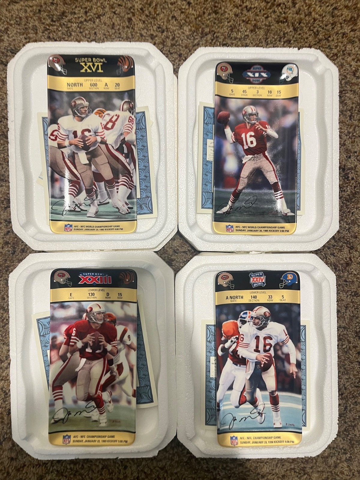 Joe Montana Ticket to Glory Complete 4 Plate Set Bradford Exchange w/ FREE GIFT
