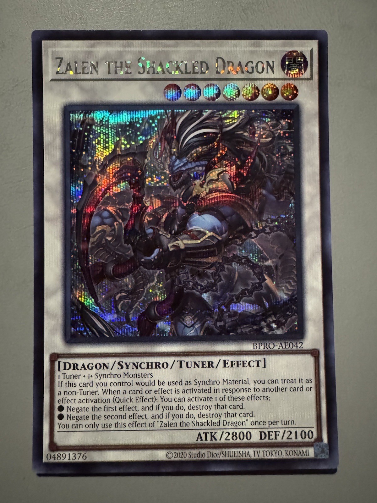 YUGIOH ZALEN THE SHACKLED DRAGON ASIA ENGLISH BPRO-AE042 SECRET RARE YUGIOH ZALEN THE SHACKLED DRAGON ASIA ENGLISH BPRO-AE042 SECRET RARE