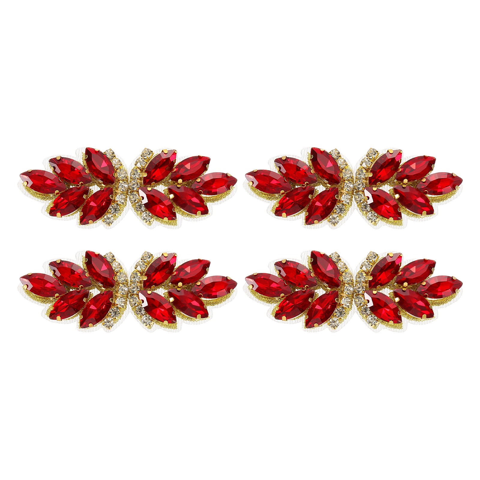 4Pcs Rhinestone Crystal Applique Beaded Patches Light Red/Light Gold 4Pcs Rhinestone Crystal Applique Beaded Patches Light Red/Light Gold