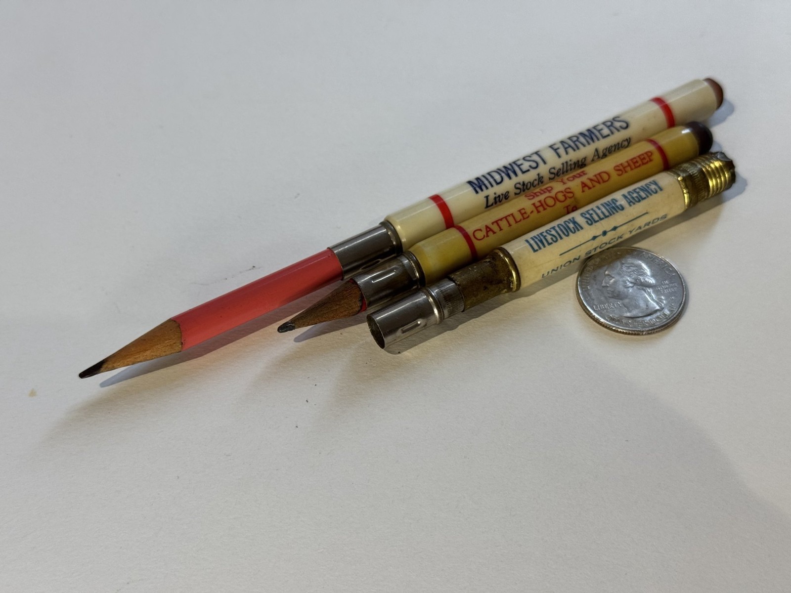 3 Vintage Bullet Pencils Livestock Commission South St Paul MN West Fargo ND Lot