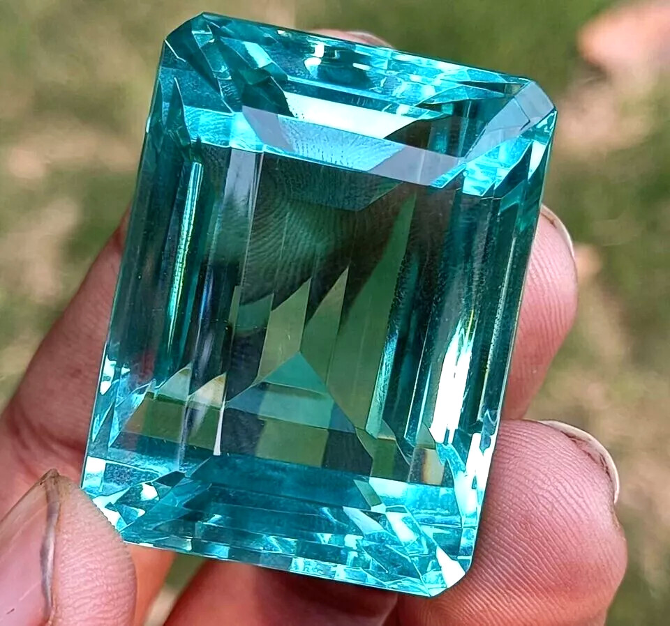 Certified Natural Brazilian 201 Ct Sky Blue Emerald Cut Topaz Loose Gemstone