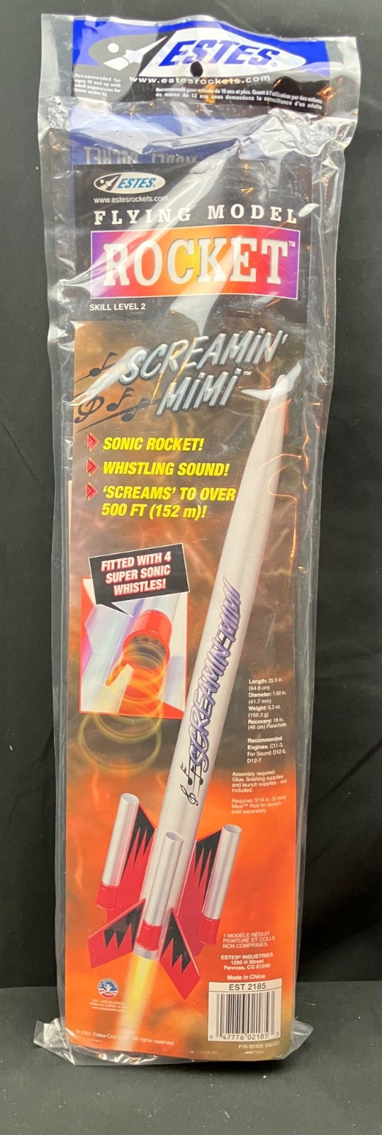 Estes Screamin\' Mimi Supersonic Whistles Flying Model Rocket Kit #2185 -Sealed