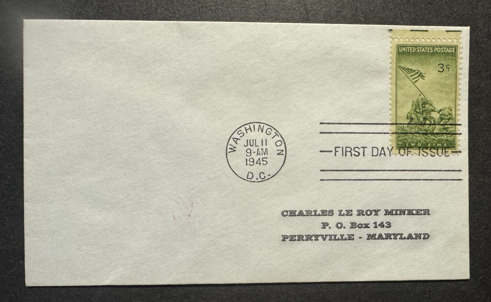 1945 First Day Cover Iwo Jima (Marines) Scott #929 1945 First Day Cover Iwo Jima (Marines) Scott #929