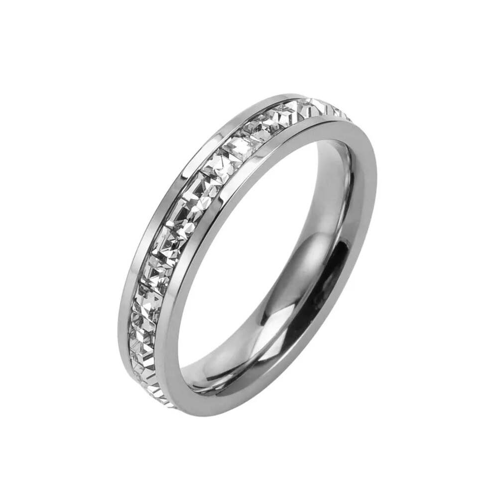 18K Gold-Plated Crystal Zircon Inlay Stainless Steel Ring