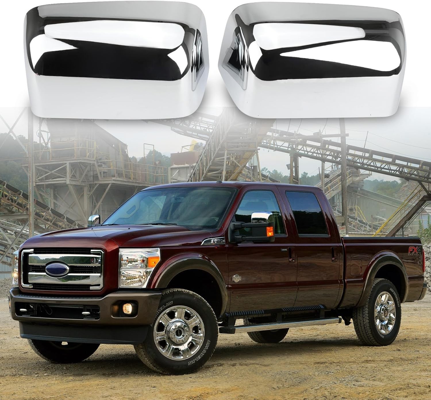 Chrome Top Half Mirror Caps Cover Trim Directly Replace for 2008-2016 Ford F250 Chrome Top Half Mirror Caps Cover Trim Directly Replace for 2008-2016 Ford F250