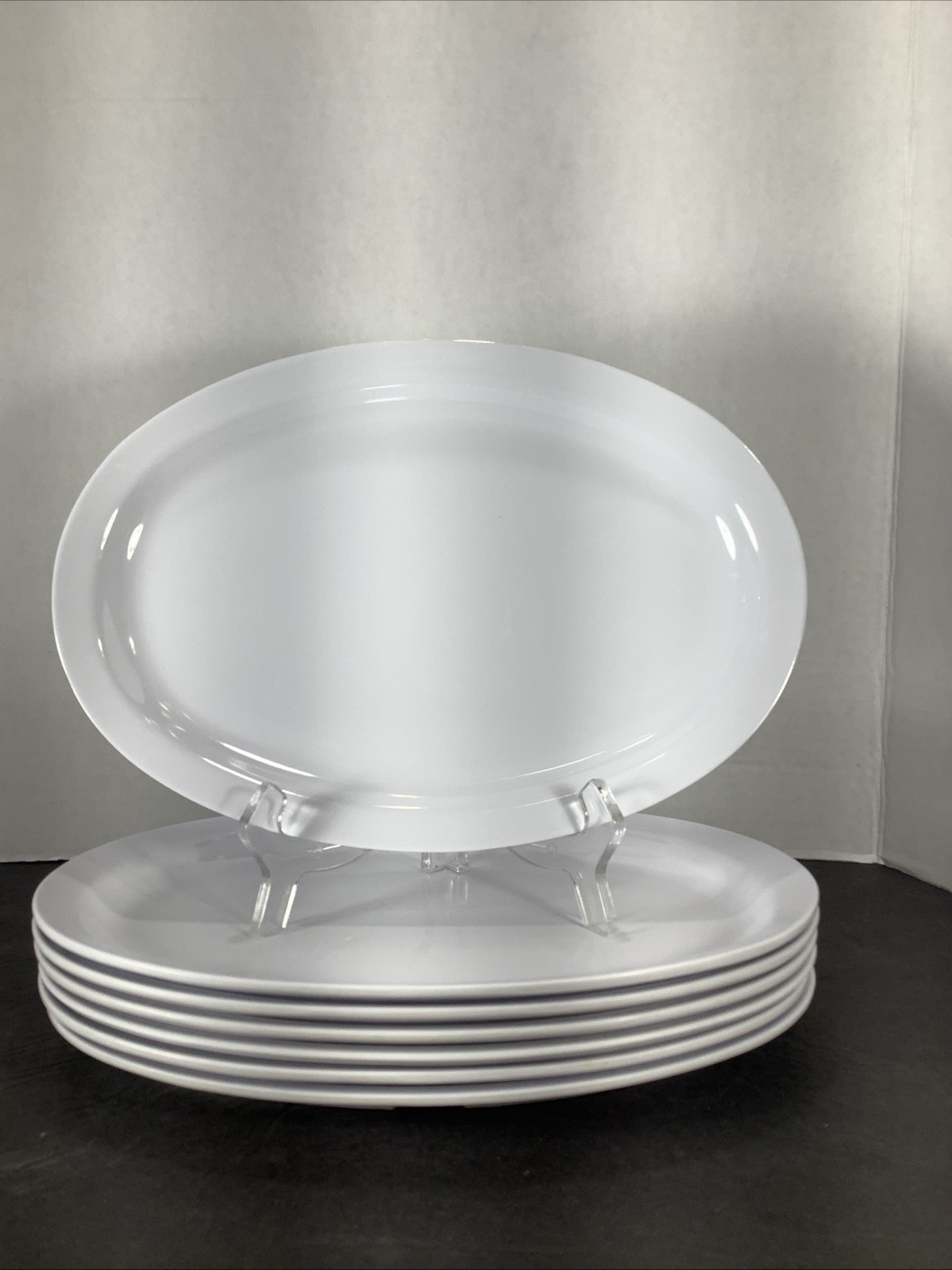 7~Thunder Group #N512W Oval 11.5”x8” Nustone White Dinner Plates Melamine 7~Thunder Group #N512W Oval 11.5”x8” Nustone White Dinner Plates Melamine