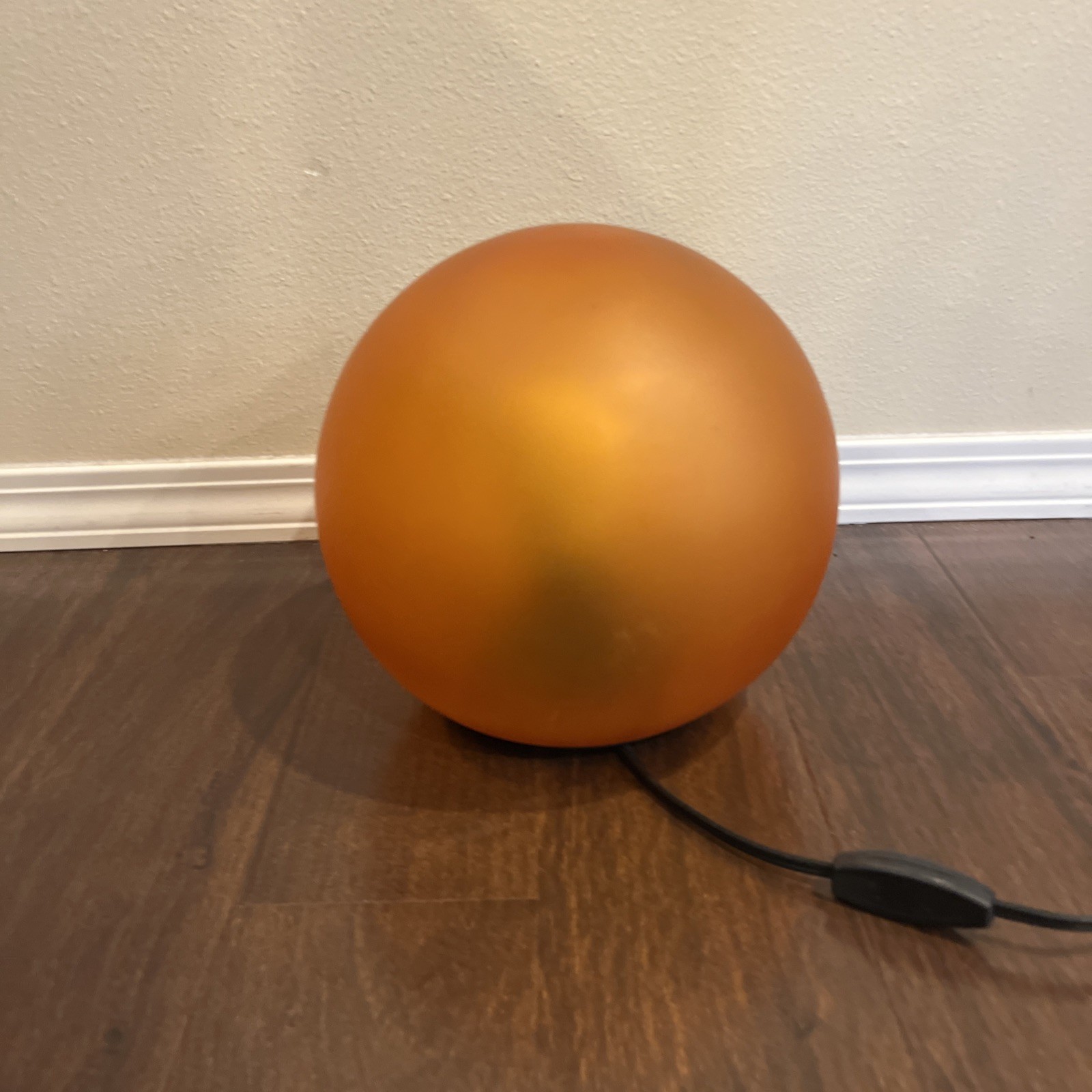 Vtg IKEA FADO Table Lamp Frosted Glass Round Orange Glowing Globe Light MCM 9\