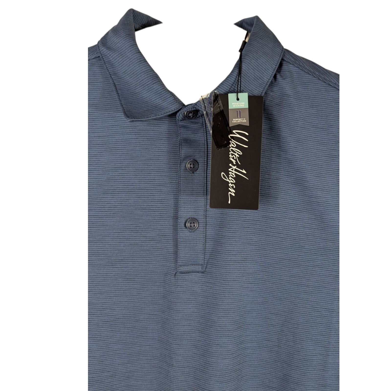 Walter Hogan Golf Polo Shirt Blue Horizontal Striped Mens Size Medium Stretch
