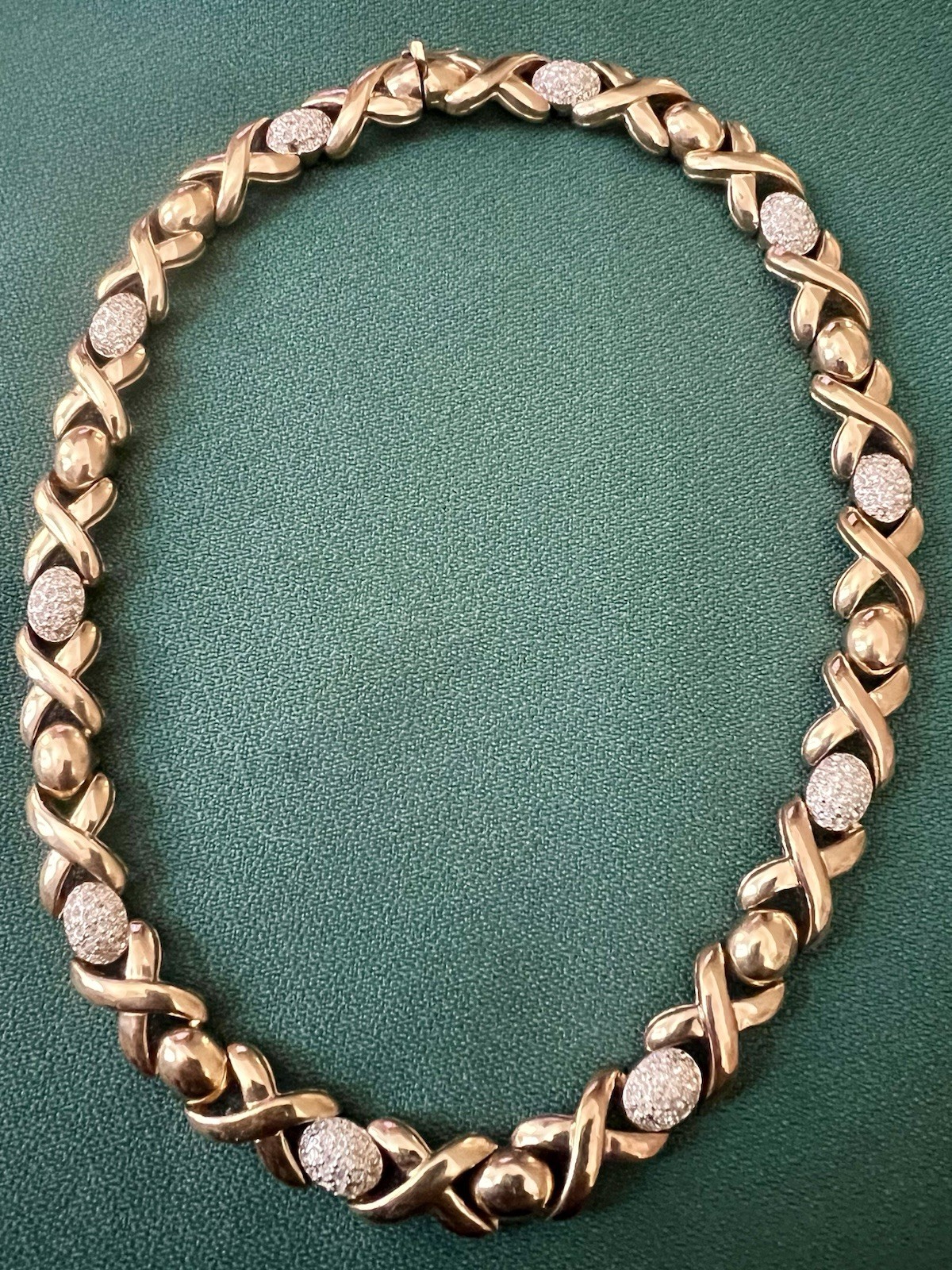 FABULOUS PANETTA SIGNED X-O GOLD PLATED RHINESTONE VINTAGE NECKLACE 16” CHOKER