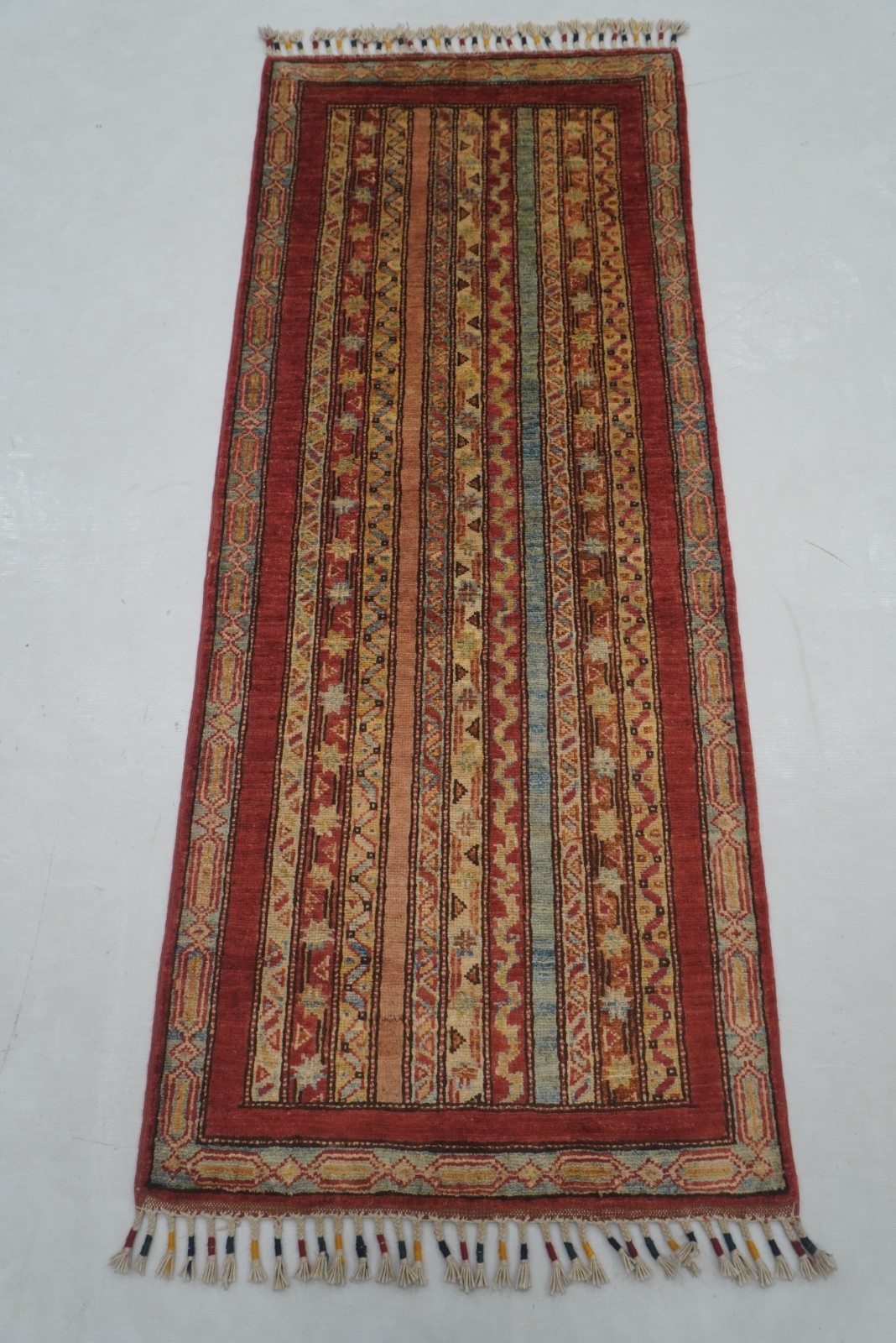 2x5 ft Red Turkish Shawl Hand knotted Narrow Short Runner Rug 2x5 ft Red Turkish Shawl Hand knotted Narrow Short Runner Rug