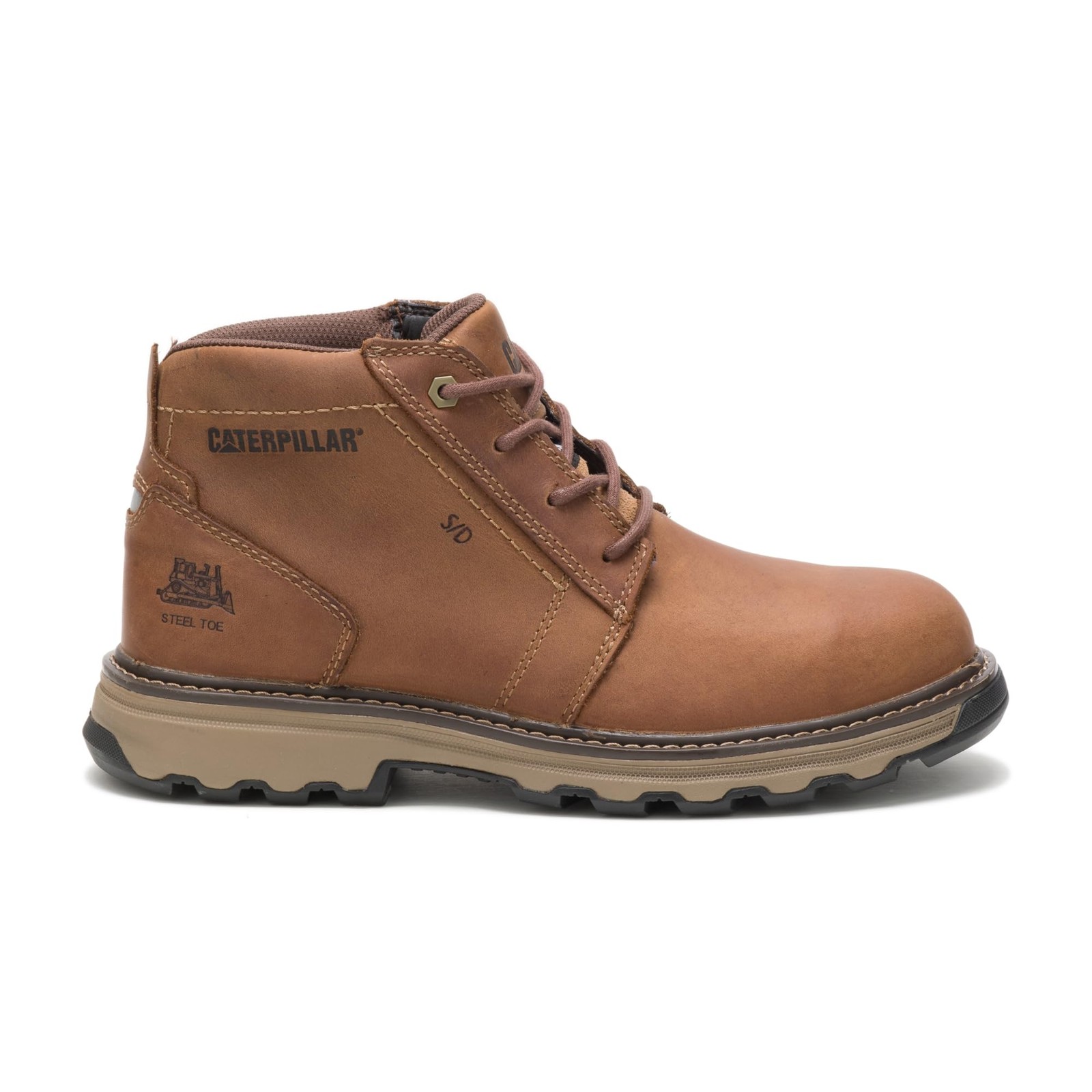 Caterpillar Men\'s Parker Steel Toe ESD Leather Work Boot, Dark Beige, Size 13
