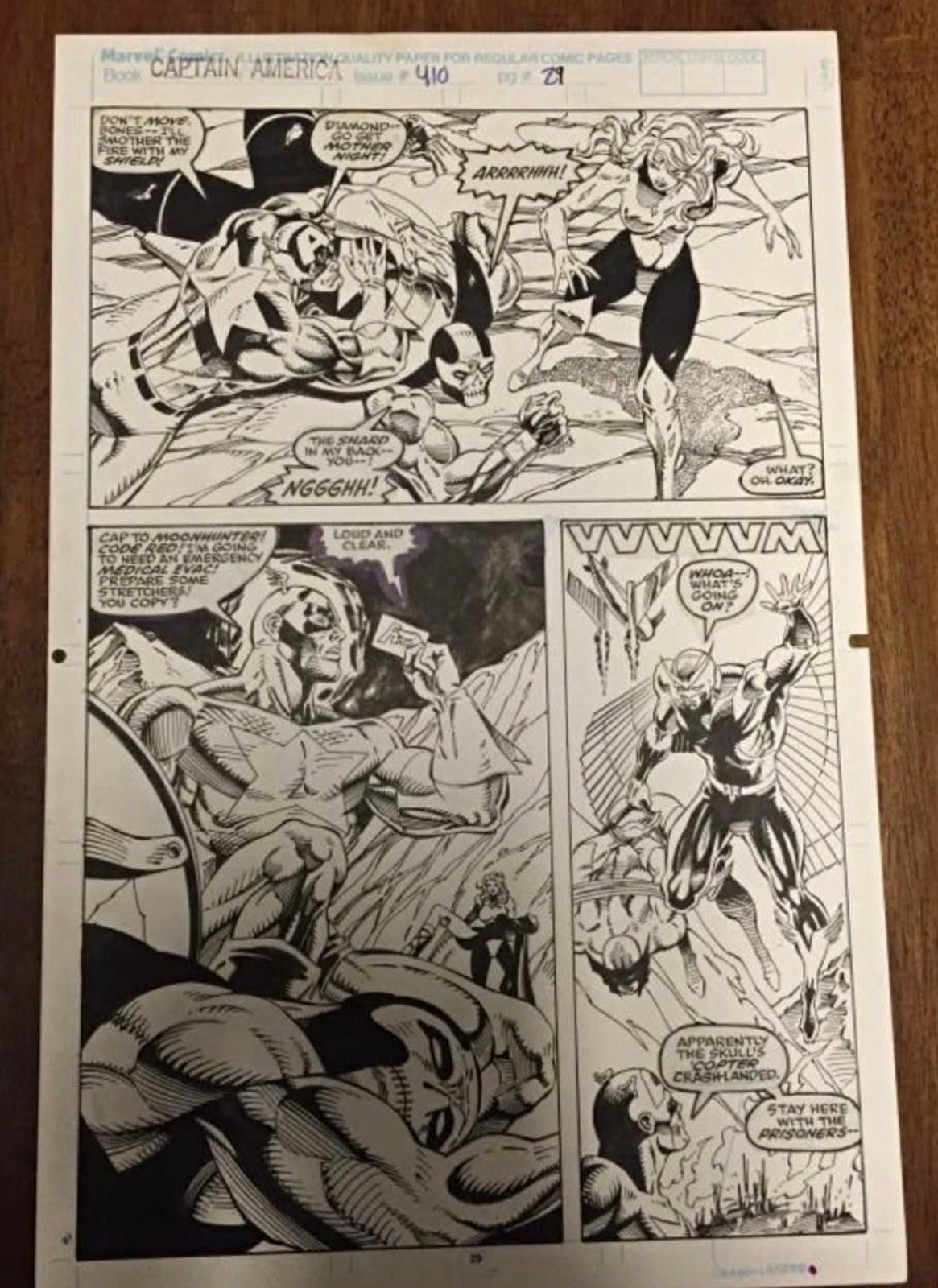 Marvel Captain America #410 Original Interior Page 29 Comic Art Rik Levins w/COA Marvel Captain America #410 Original Interior Page 29 Comic Art Rik Levins w/COA