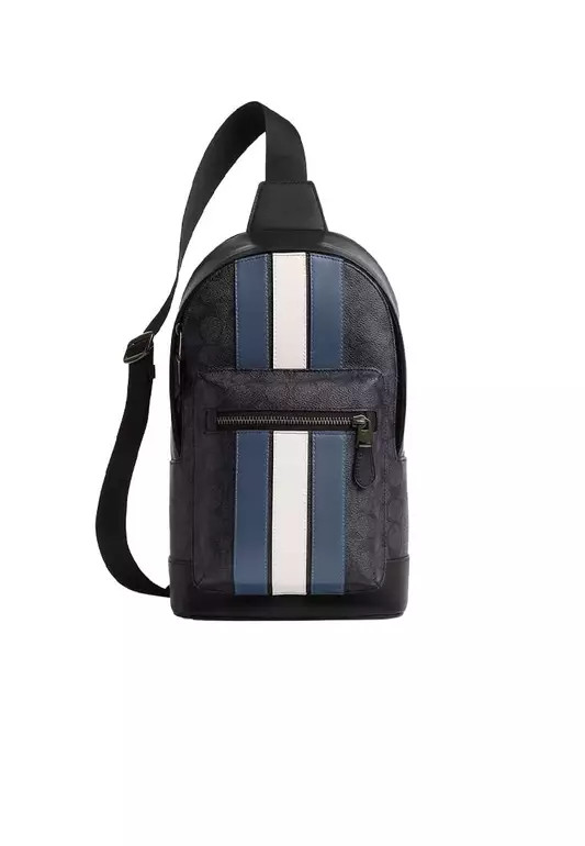Coach West Pack - Varsity Stripe - Canvas Sling Bag - $378 - NWT