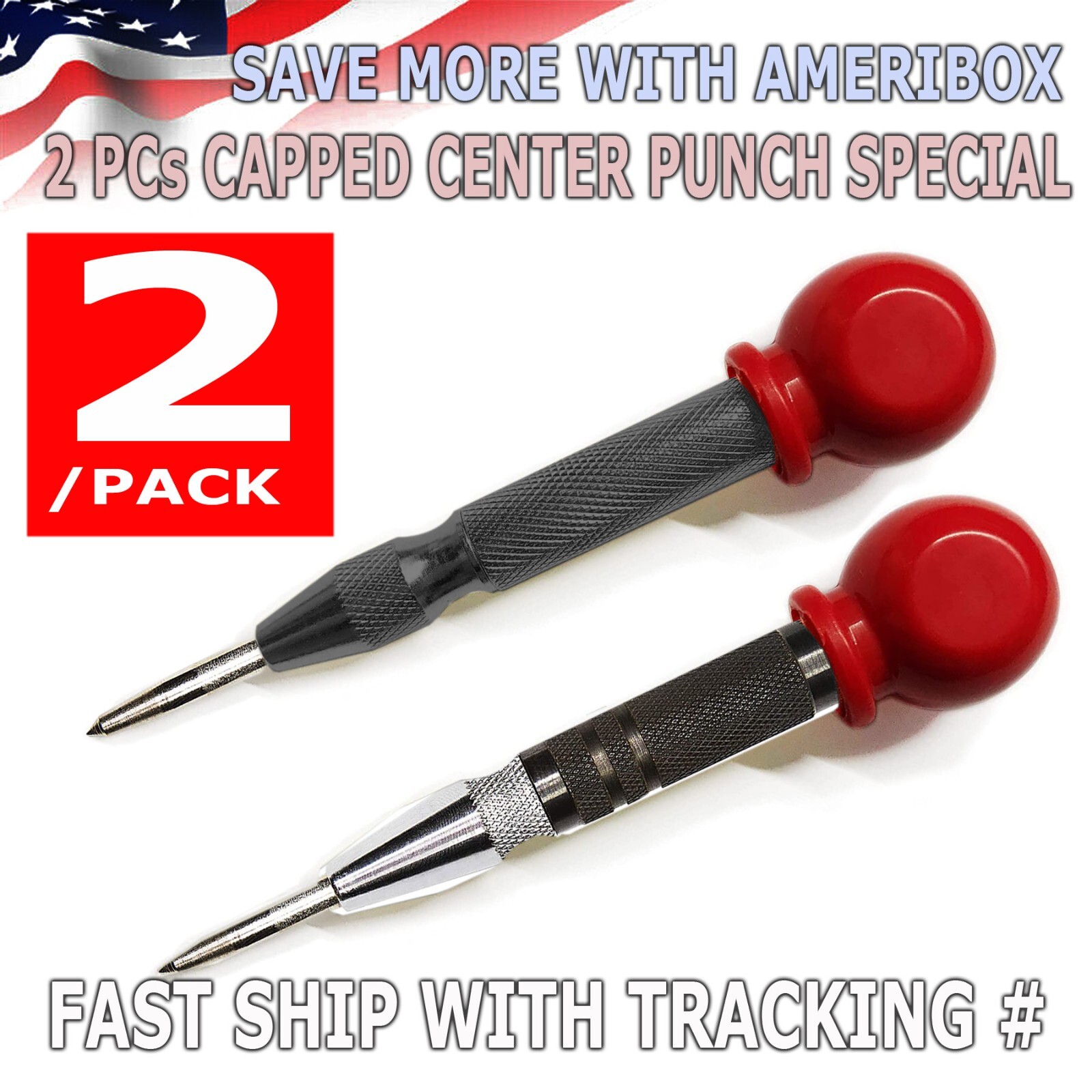 2PC Automatic Center Punch Strikes Surface Hammer Spring Loaded Breaker