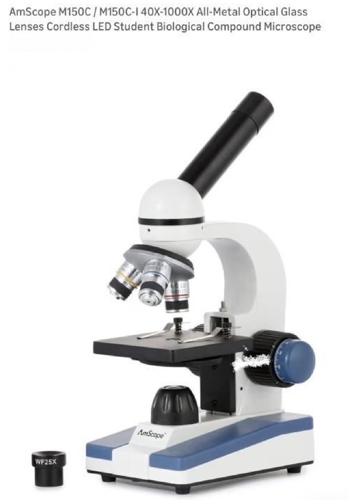 Amscope M150C Monocular Compound Microscopes 1000X Magnification - Student Scope