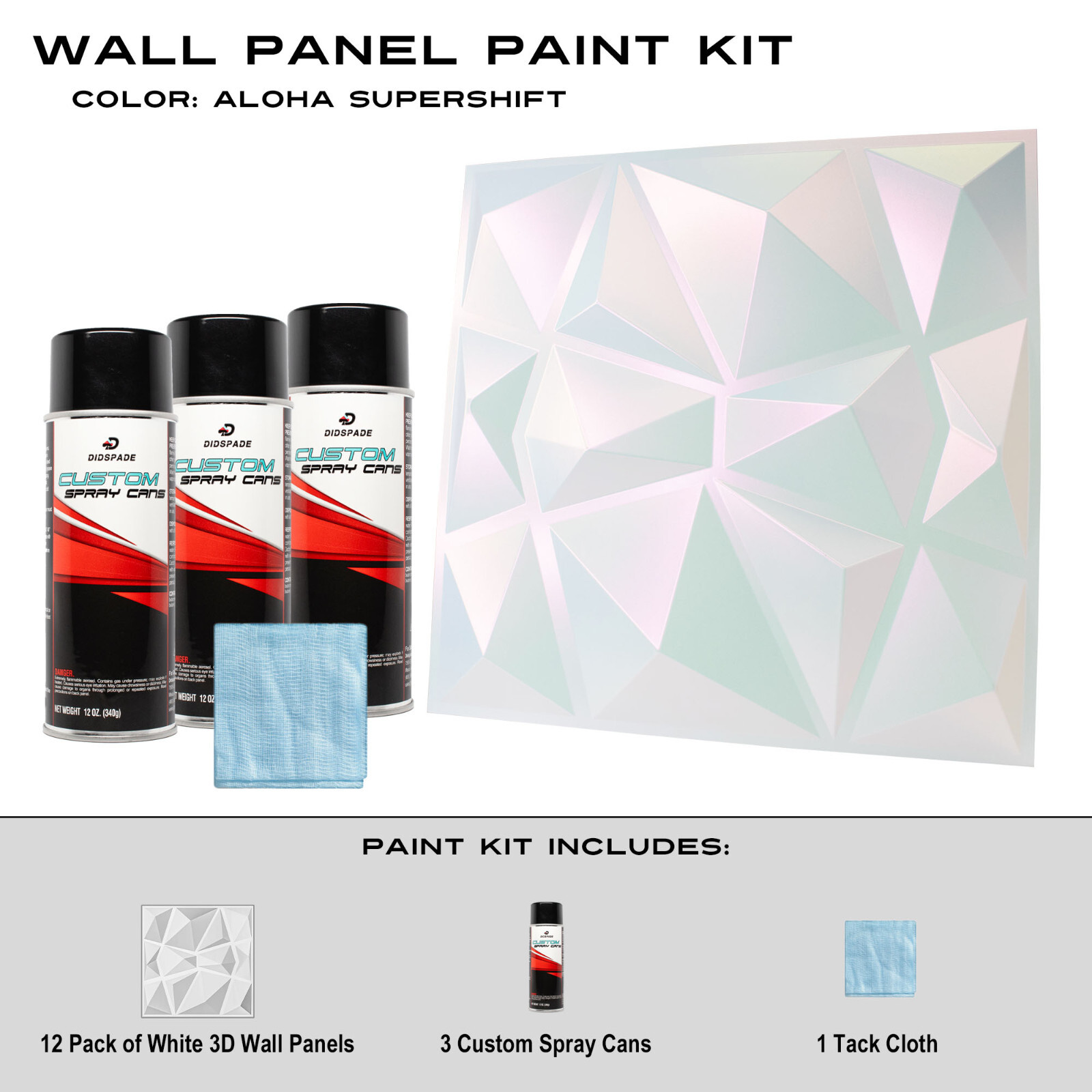 Aloha SuperShift White Wall Panel Paint Kit Magenta Pink Orange Gold Lime Green