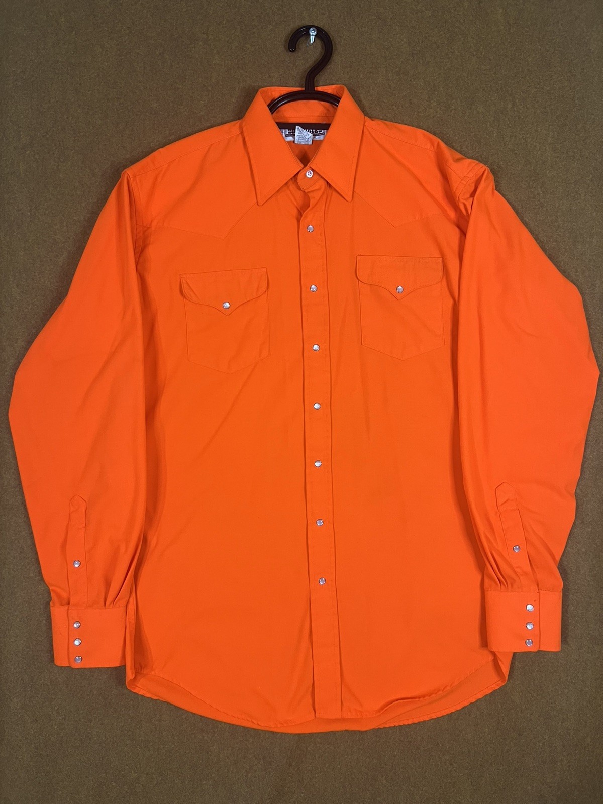 Vintage Drysdales Pearl Snap Shirt Men’s Size Large Tall Orange Longsleeve USA