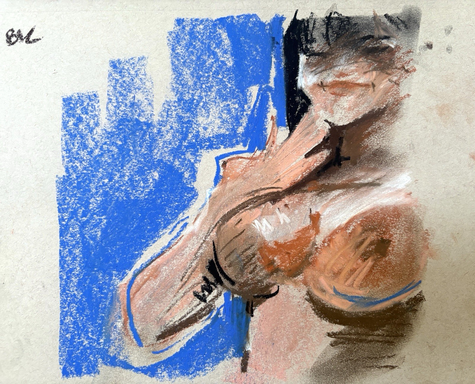 Pastel Portrait Figure Painting On 9”x12” Paper Modern Art Original Signed