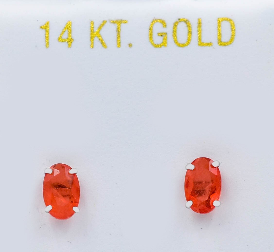 GENUINE 1.70 Cts PADPARADSCHA SAPPHIRE STUD EARRINGS 14K SOLID WHITE GOLD -NWT