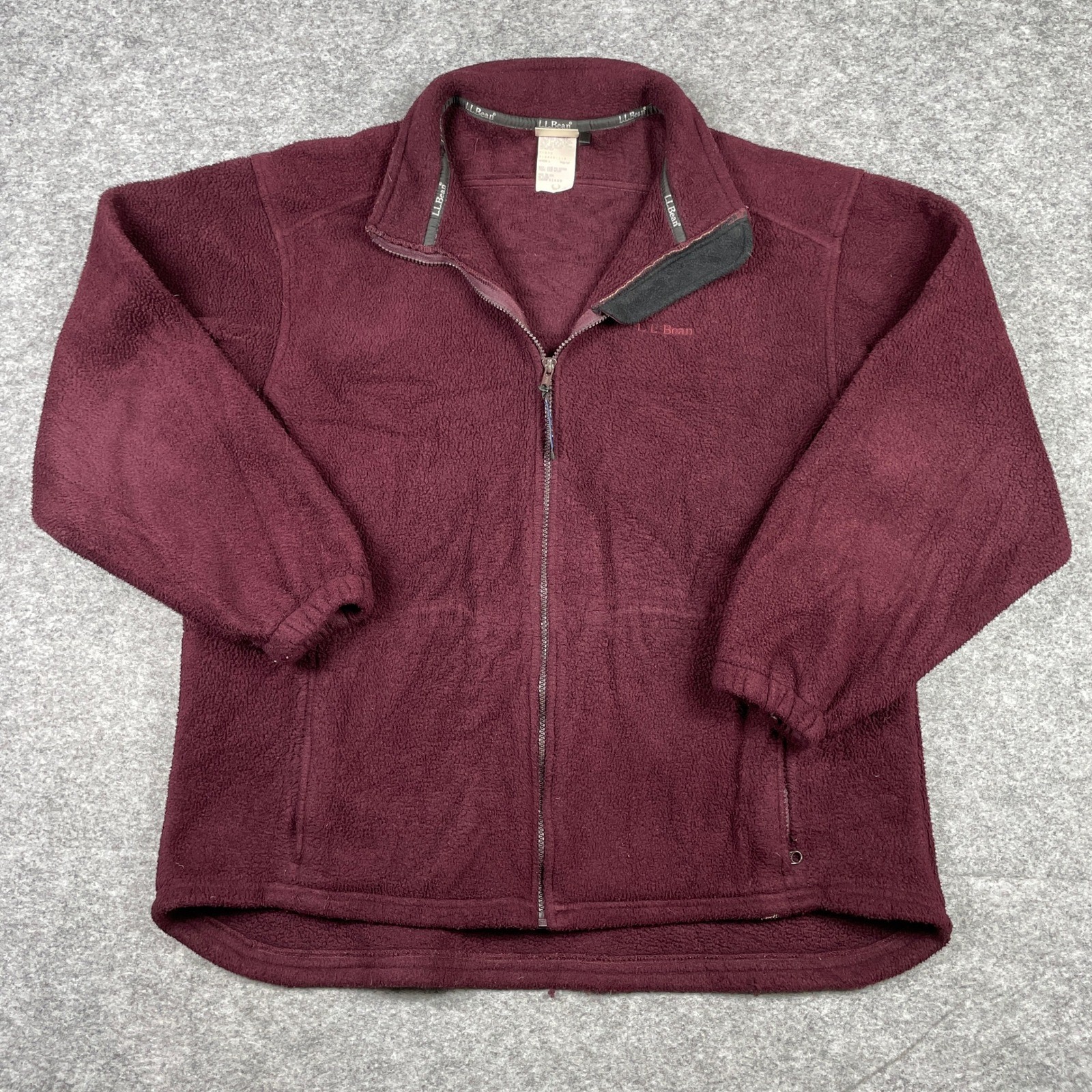 Vintage L.L. Bean Fleece Jacket Womens L Burgundy High Pile Soft 90s Made In USA