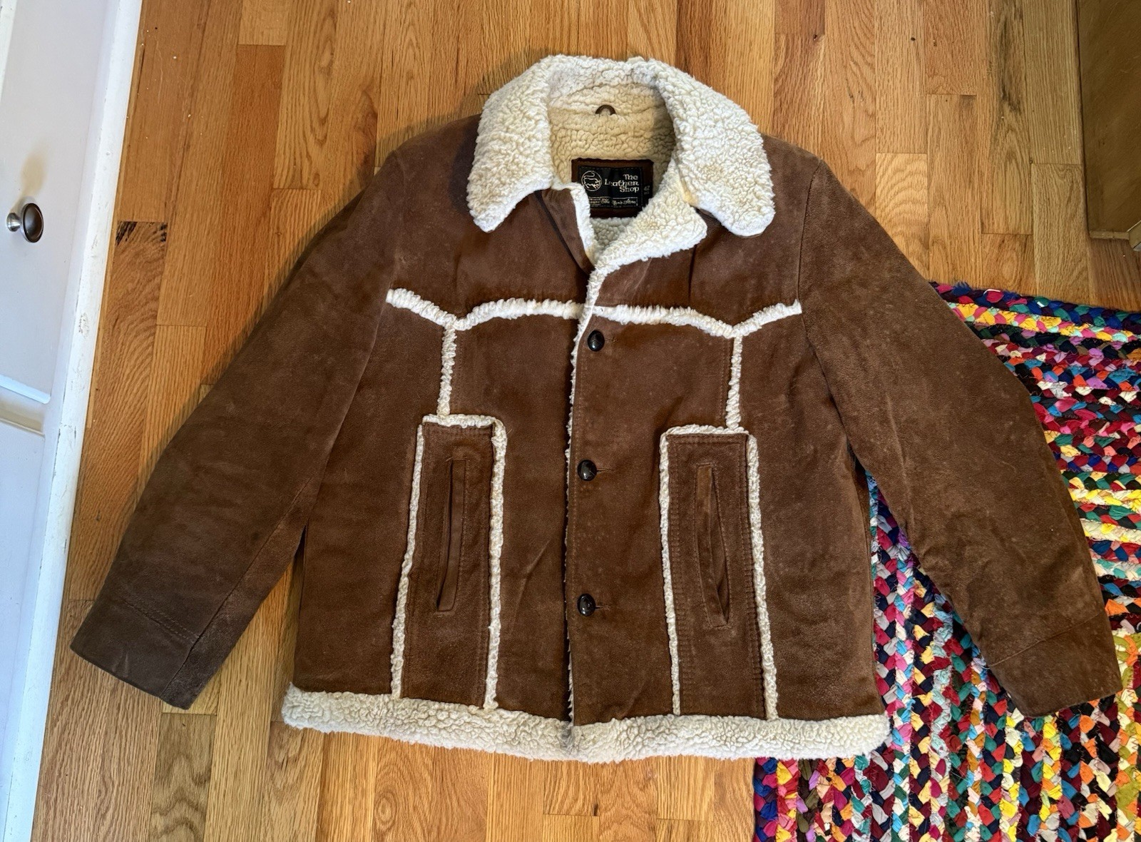 Iconic 1960s SEARS ‘The Leather Shop’ Chocolate Suede Shearling Jacket Sz 42