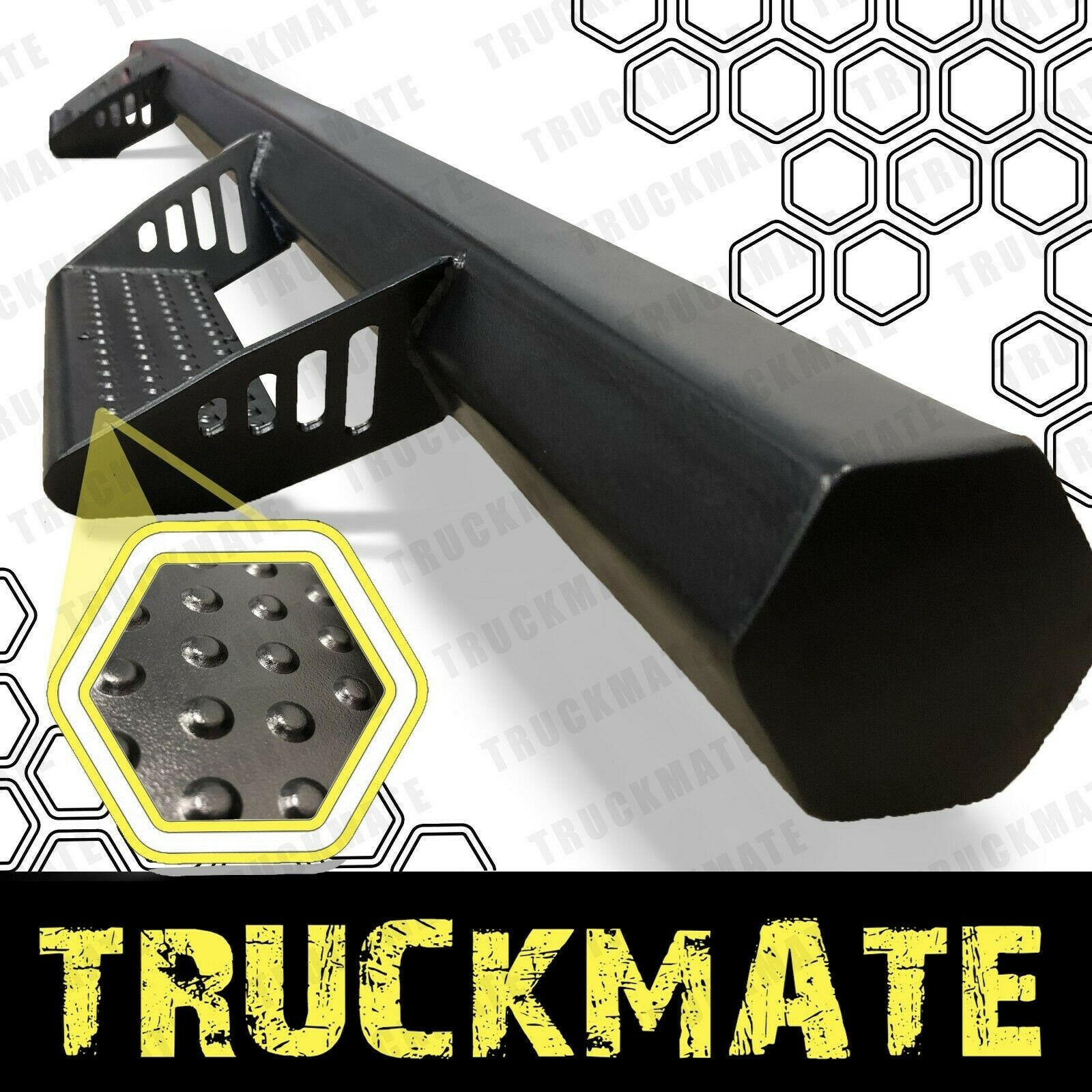 Fit 2016-2023 Nissan TITAN Crew Cab Running Board Side Step HEX Black Nerf Bar