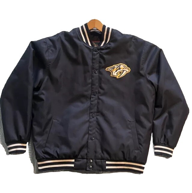 Nashville Predators Preds Logo Bomber Jacket Navy 2xl XXL JH Design Mens Coat Nashville Predators Preds Logo Bomber Jacket Navy 2xl XXL JH Design Mens Coat