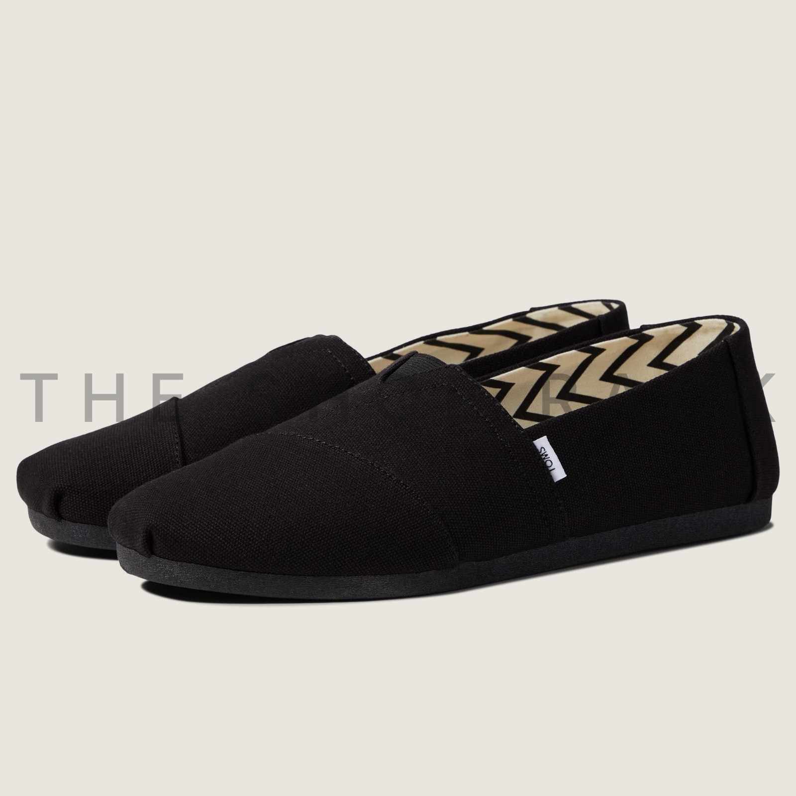 TOMS Alpargata Recycled Cotton Canvas Men's Slip-On Shoes Black/Black TOMS Alpargata Recycled Cotton Canvas Men's Slip-On Shoes Black/Black